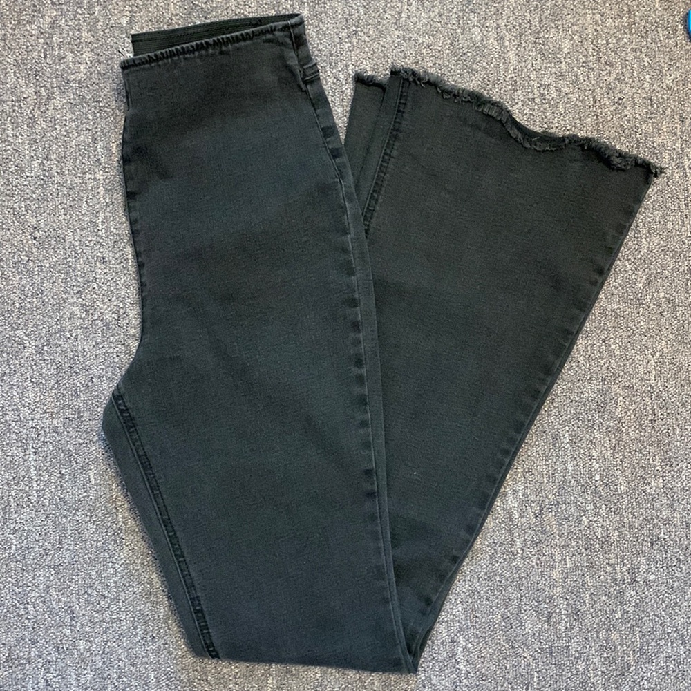 Stretchy Flared High Waisted Black Jeans